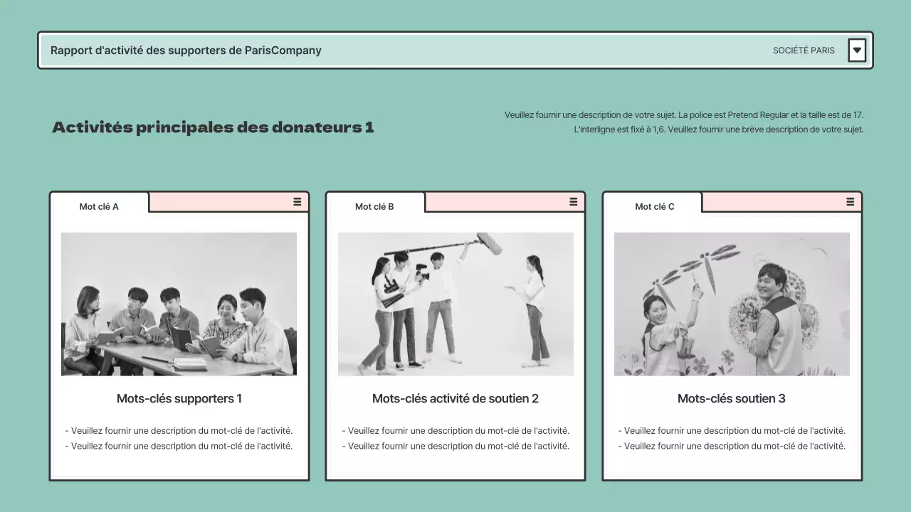 Rapports des donateurs dans des cadres de navigation rose et menthe