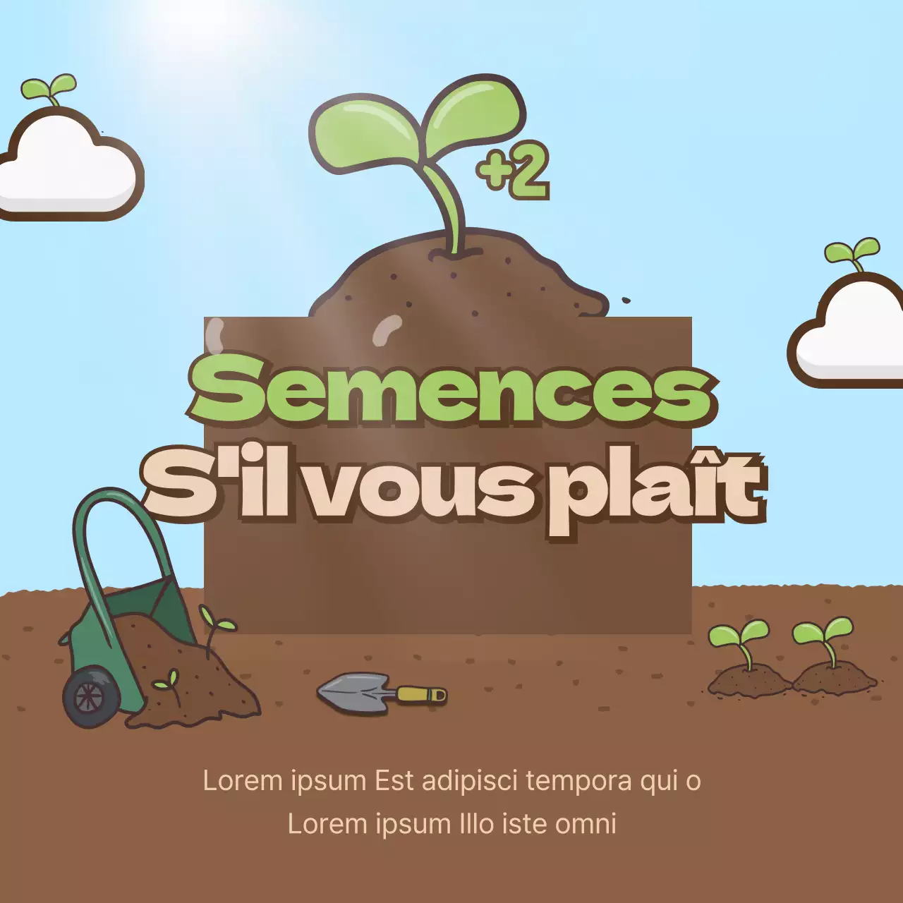 bourgeon, illustration, jour de la tonnelle, arbre, terre, fumier, nuages, ciel, soleil, soleil, pelle, papeterie, titre, titre, fleur, bannière