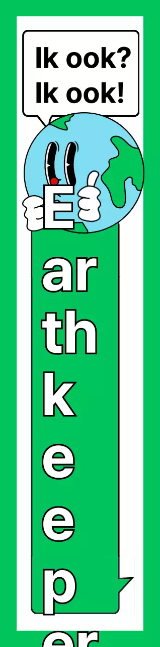 Promoot een milieucampagne met een leuke groen-witte illustratie van de aarde