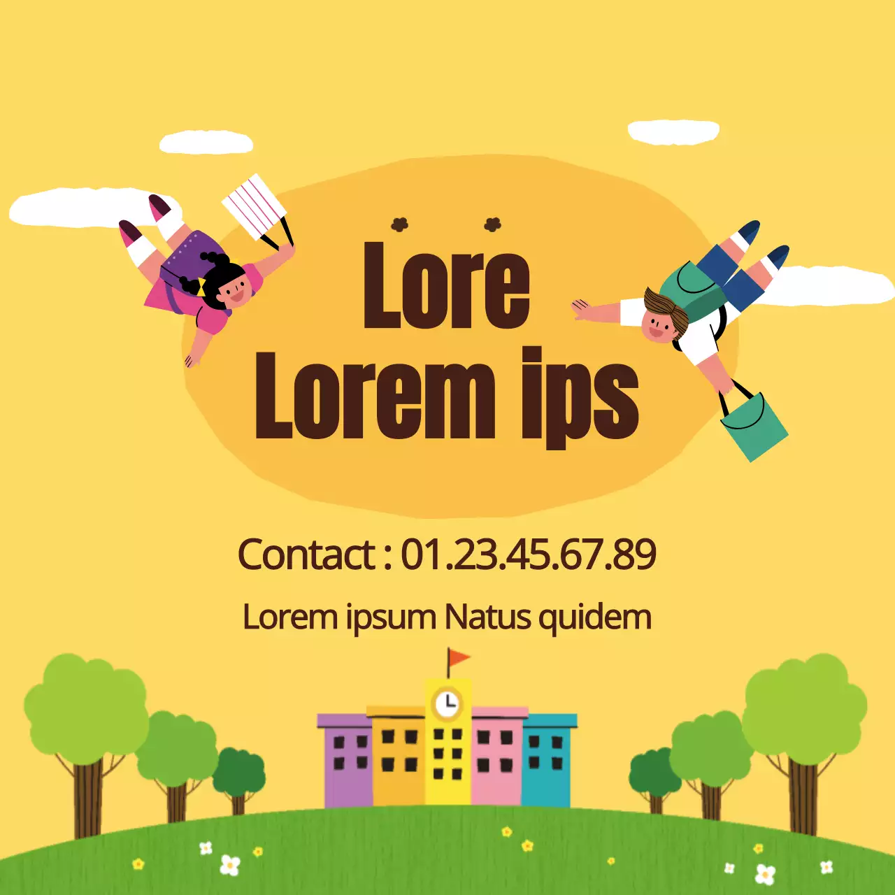 Promotion d'une école de tutorat illustrée en jaune