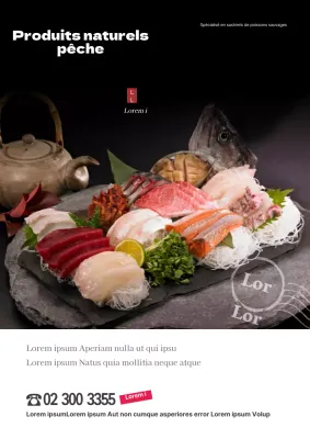 Promouvoir un restaurant de sashimis simple et élégant avec des photos de sashimis noirs et frais