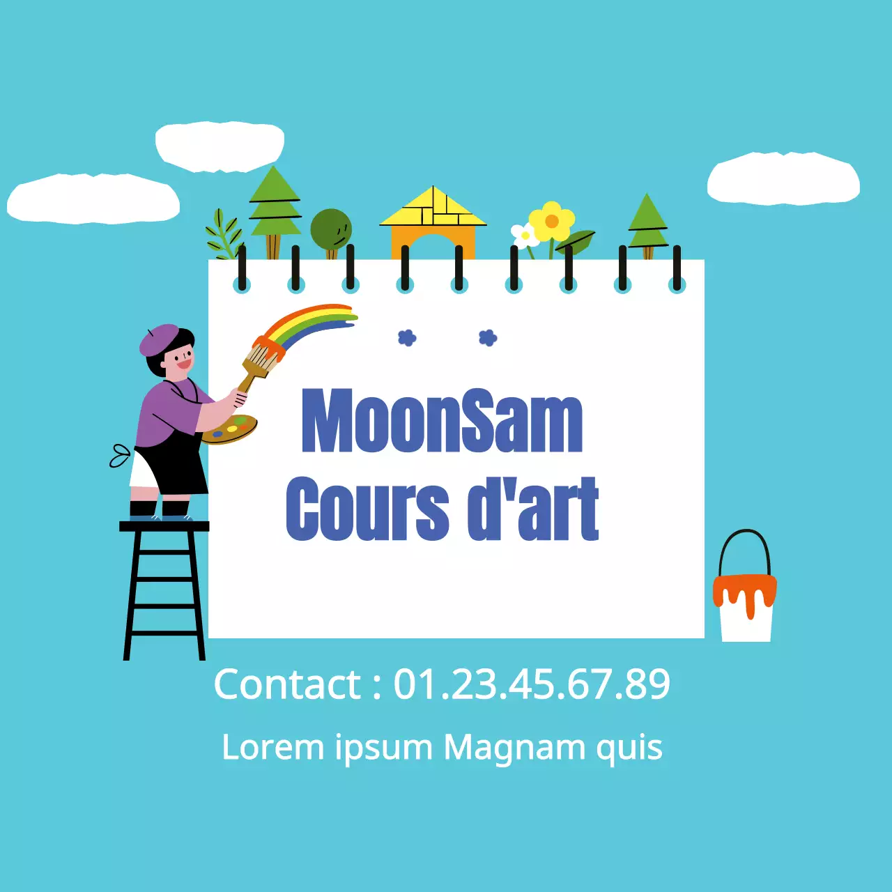 Promouvoir l'illustration bleu clair école d'art