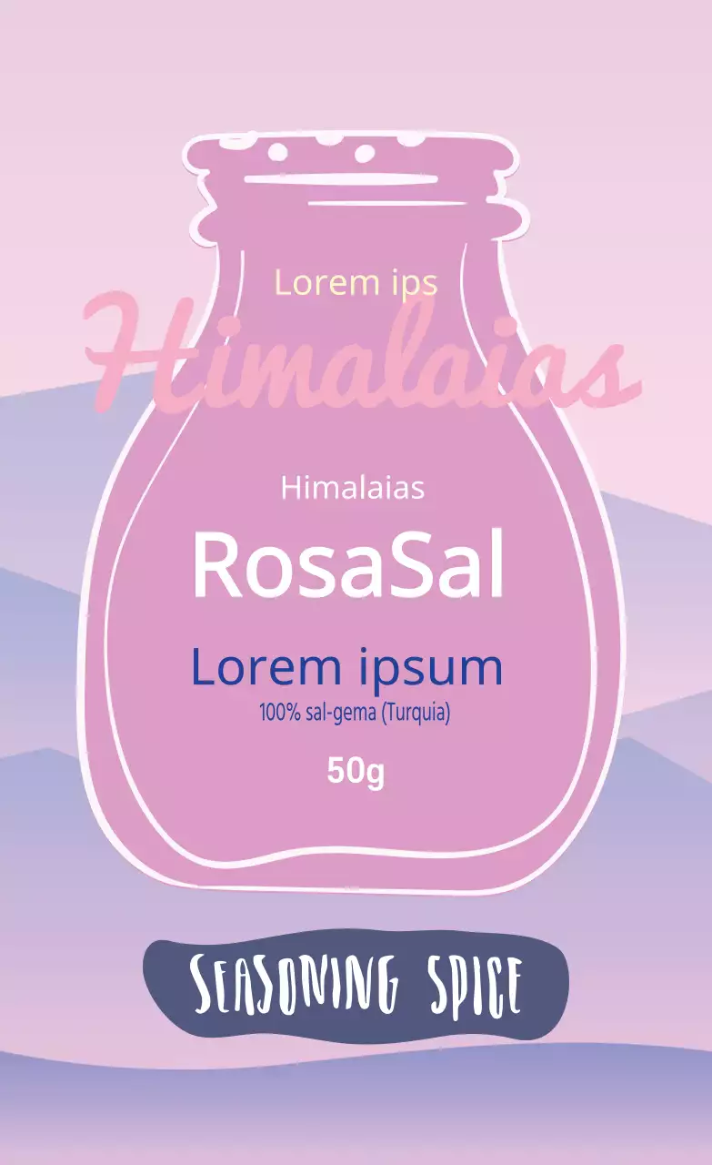 padrão cor-de-rosa comida simples sal rosa rótulo de sal