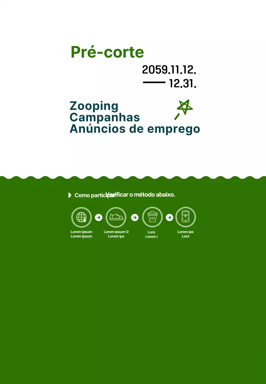 Uma campanha simples e gira em estilo de ilustração em azul-marinho e verde.