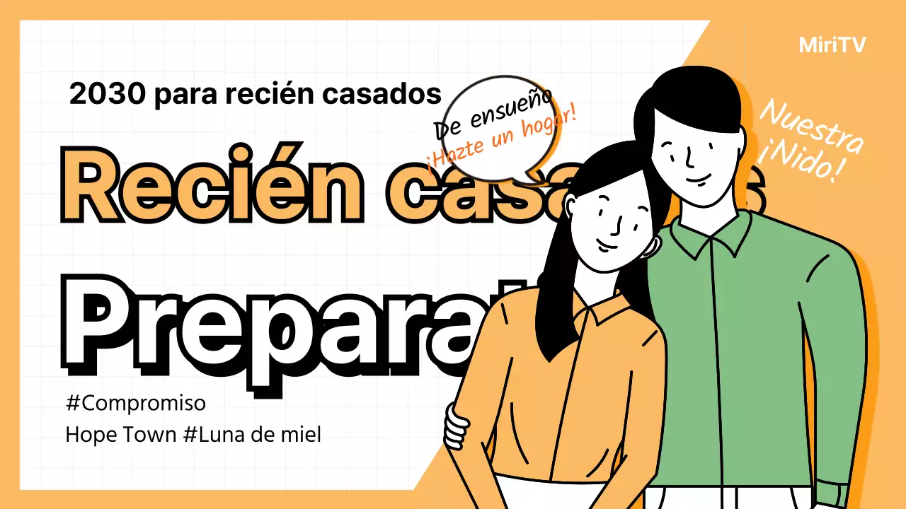 Ilustración en color albaricoque de una miniatura de recién casados