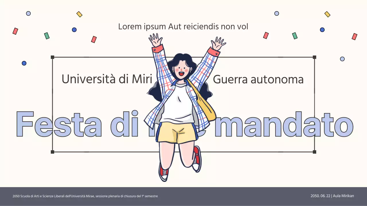 Annuncio della plenaria di fine anno in uno stile semplice di colore beige e azzurro.