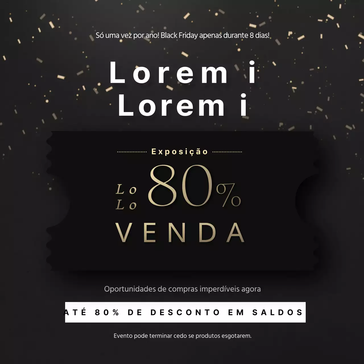 Cartaz do evento Black Friday em preto e dourado