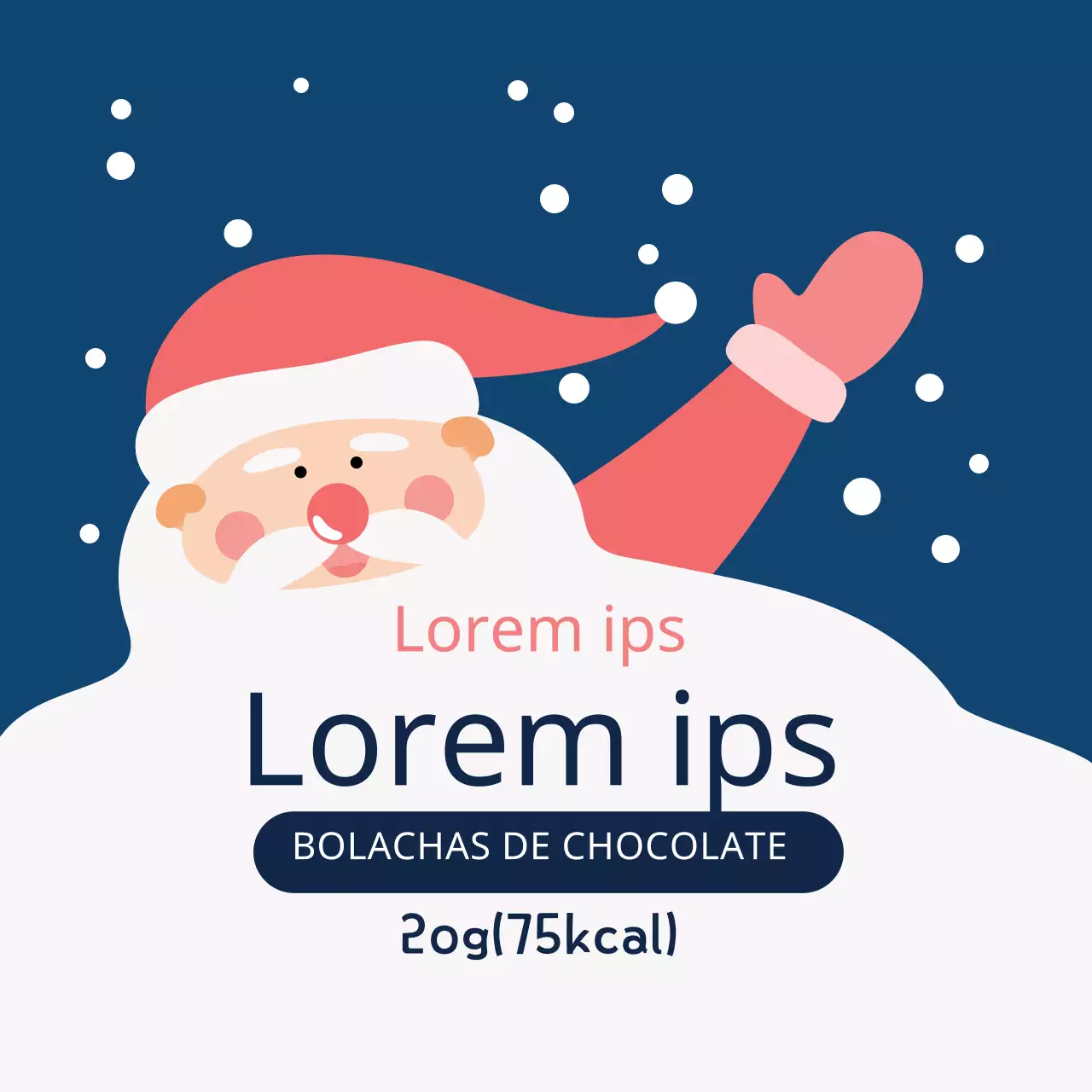 Etiquetas para bolachas com o Pai Natal ilustrado azul e vermelho
