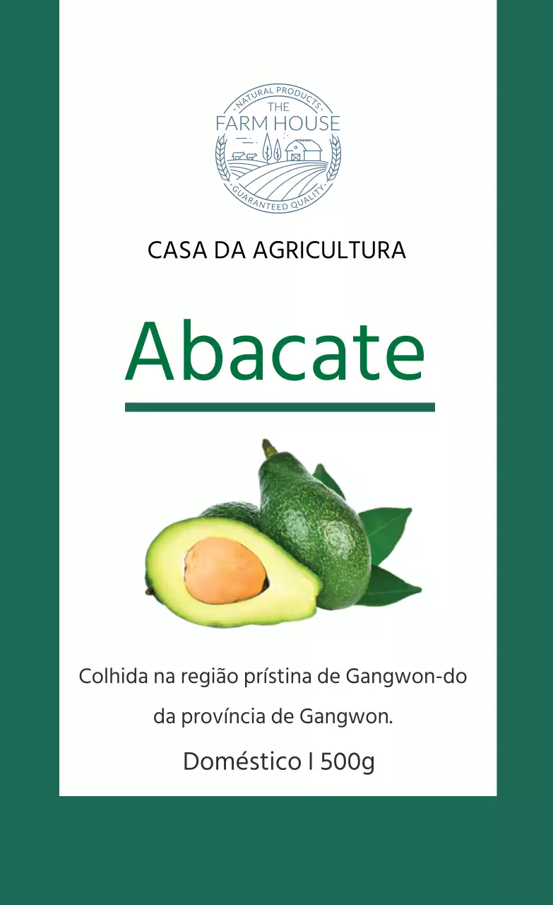 Rótulo do produto abacate