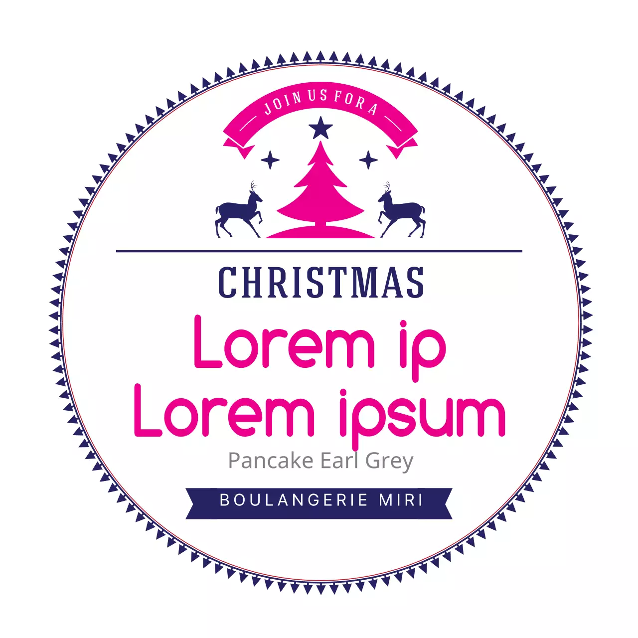 Étiquettes de boulangerie de Noël illustrées en violet et rose