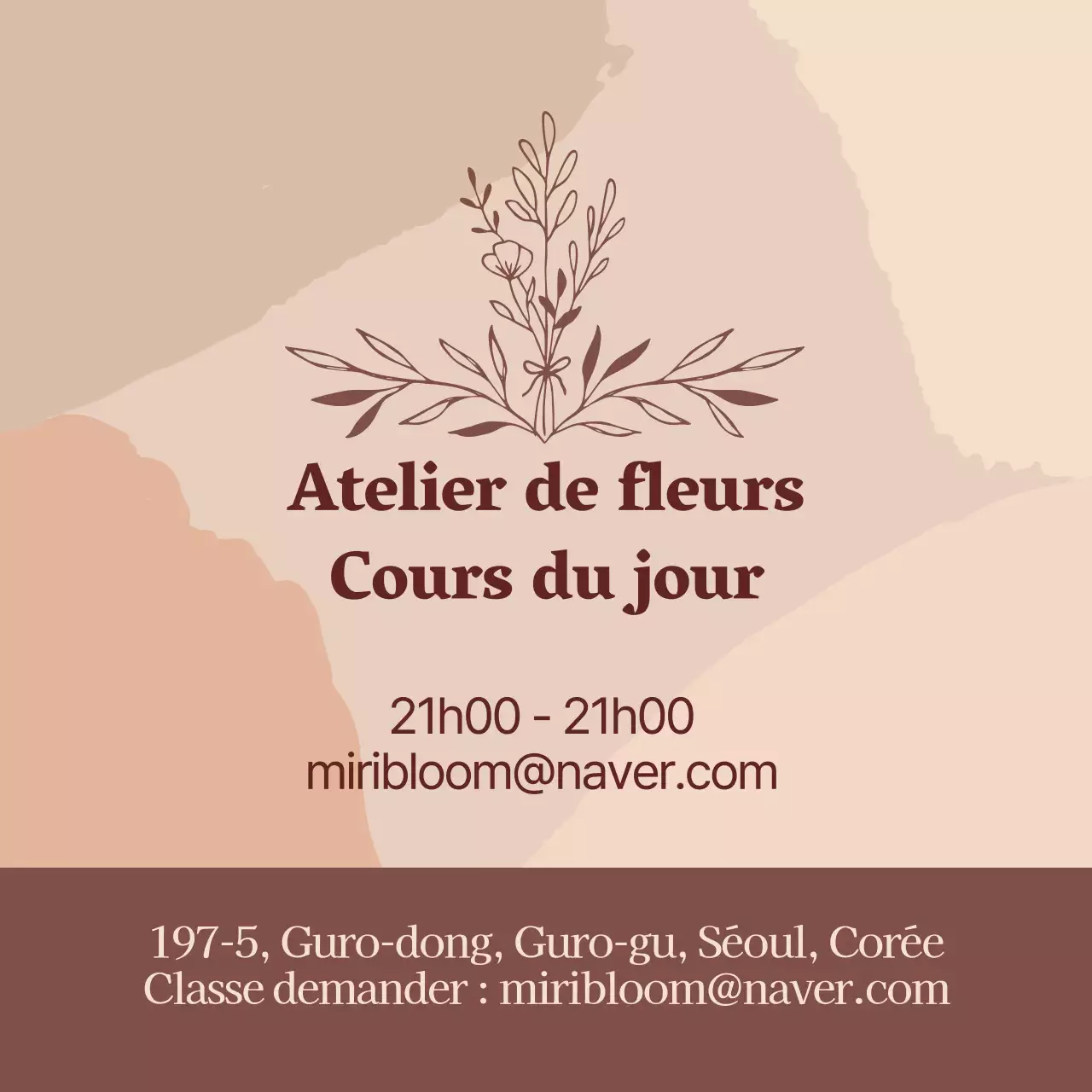 Beige illustration vintage fleur un jour classe étiquette promotionnelle