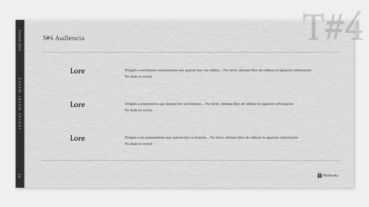 Un sencillo prospecto literario en gris y negro