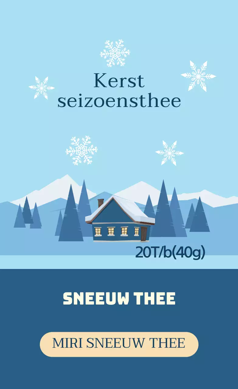 Blauw geïllustreerde theelabels voor het kerstseizoen