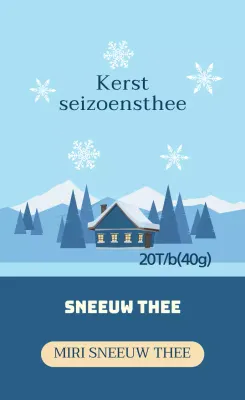 Blauw geïllustreerde theelabels voor het kerstseizoen