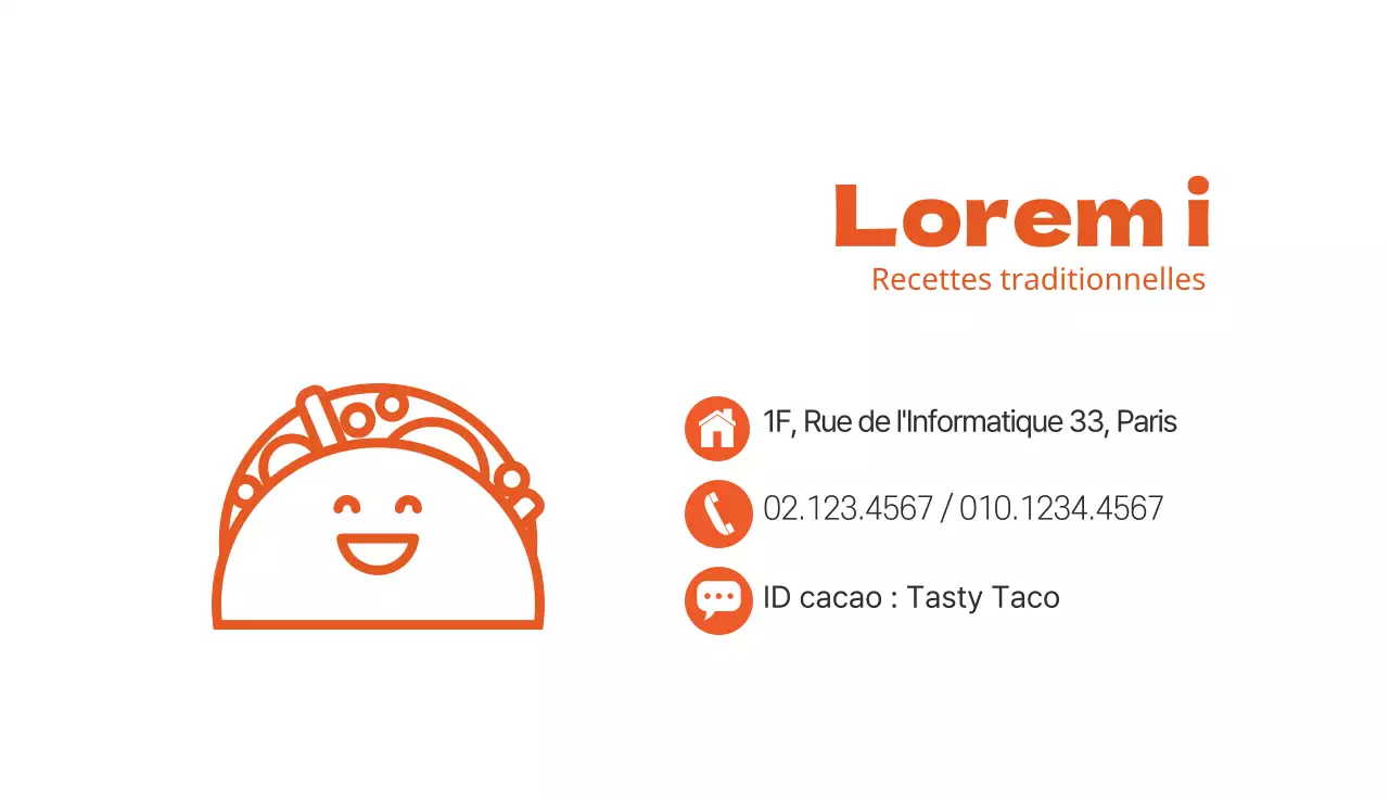 Illustration d'un taco de restaurant simple et mignon avec une orange