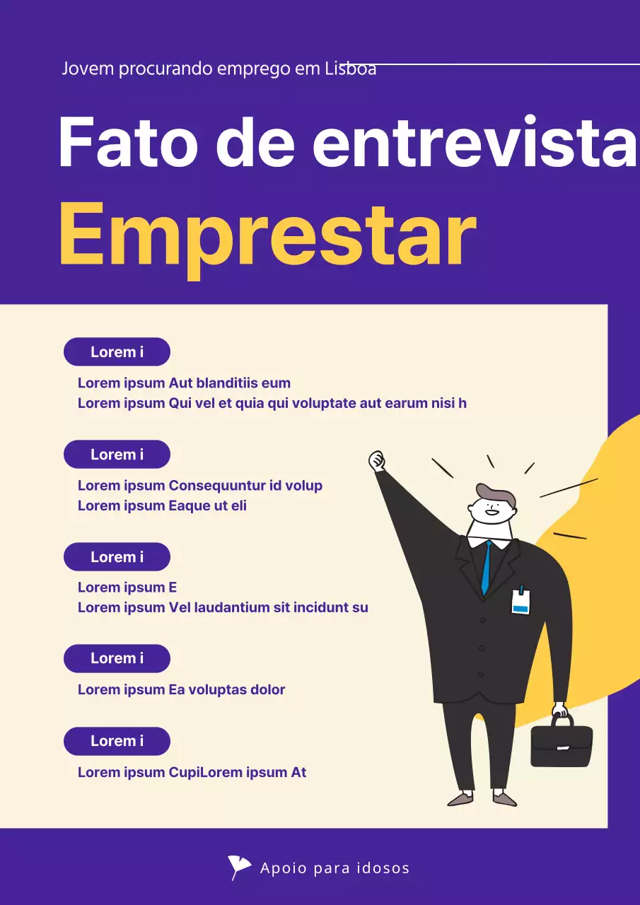 Jovem candidato a emprego em entrevista de emprego com conceito de ilustração giro em tons de azul marinho