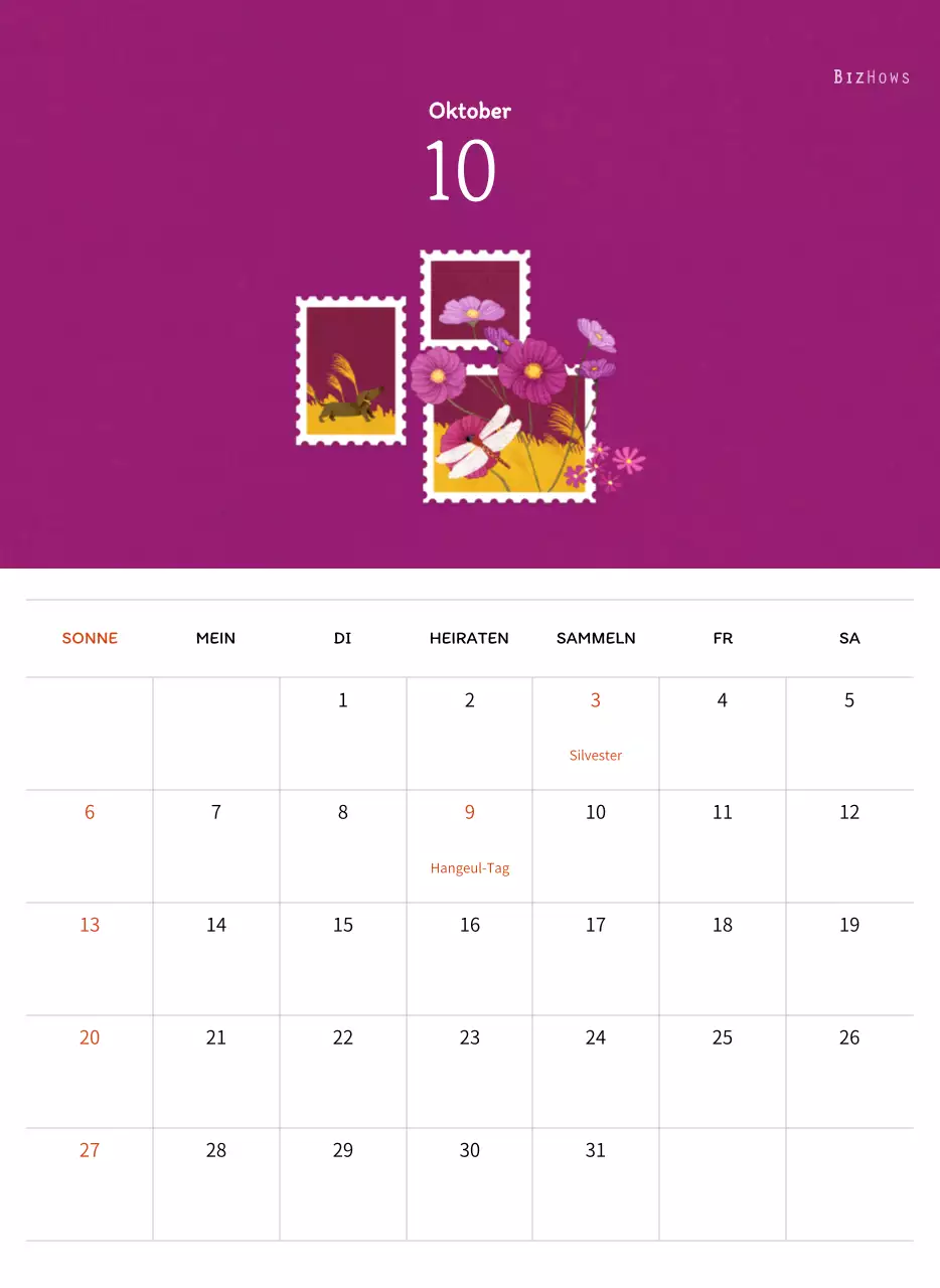 Stempelillustrationen mit einem warmen Konzept