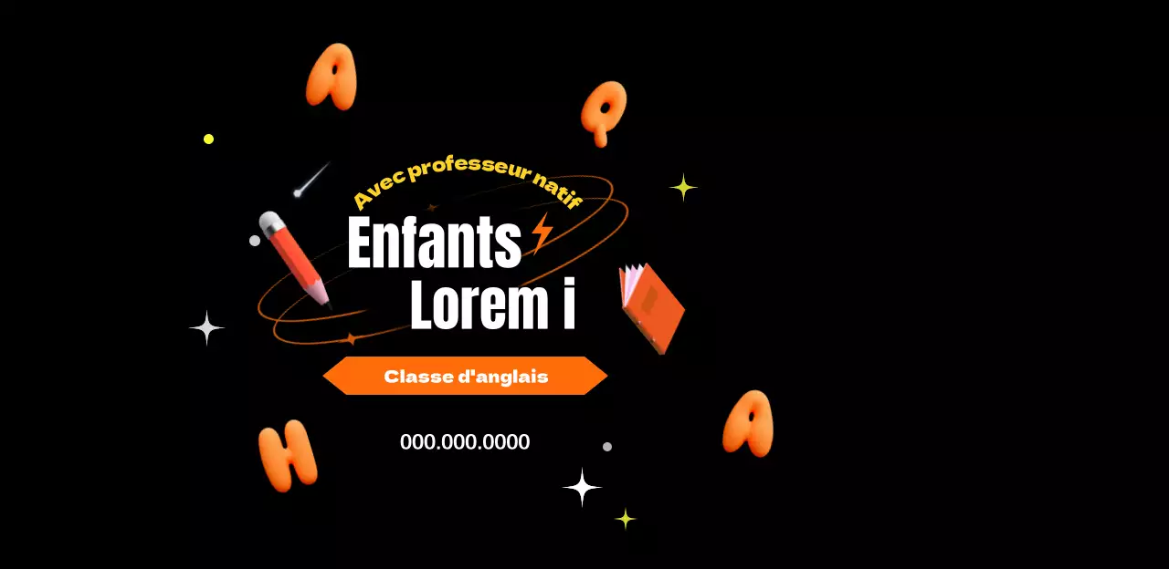 Cours d'anglais pour enfants avec un look orange et noir attrayant