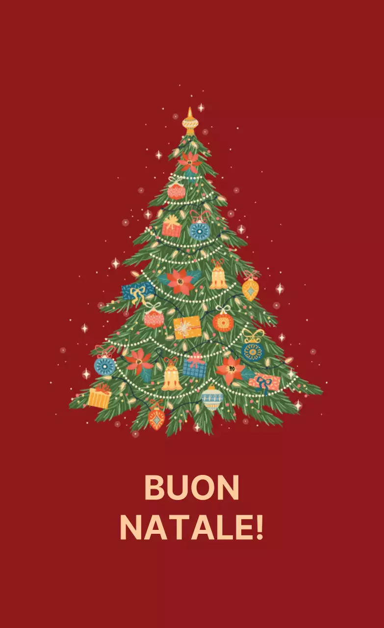 Etichetta natalizia rossa con scarabocchio illustrato