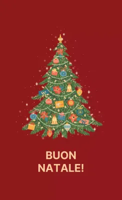 Etichetta natalizia rossa con scarabocchio illustrato