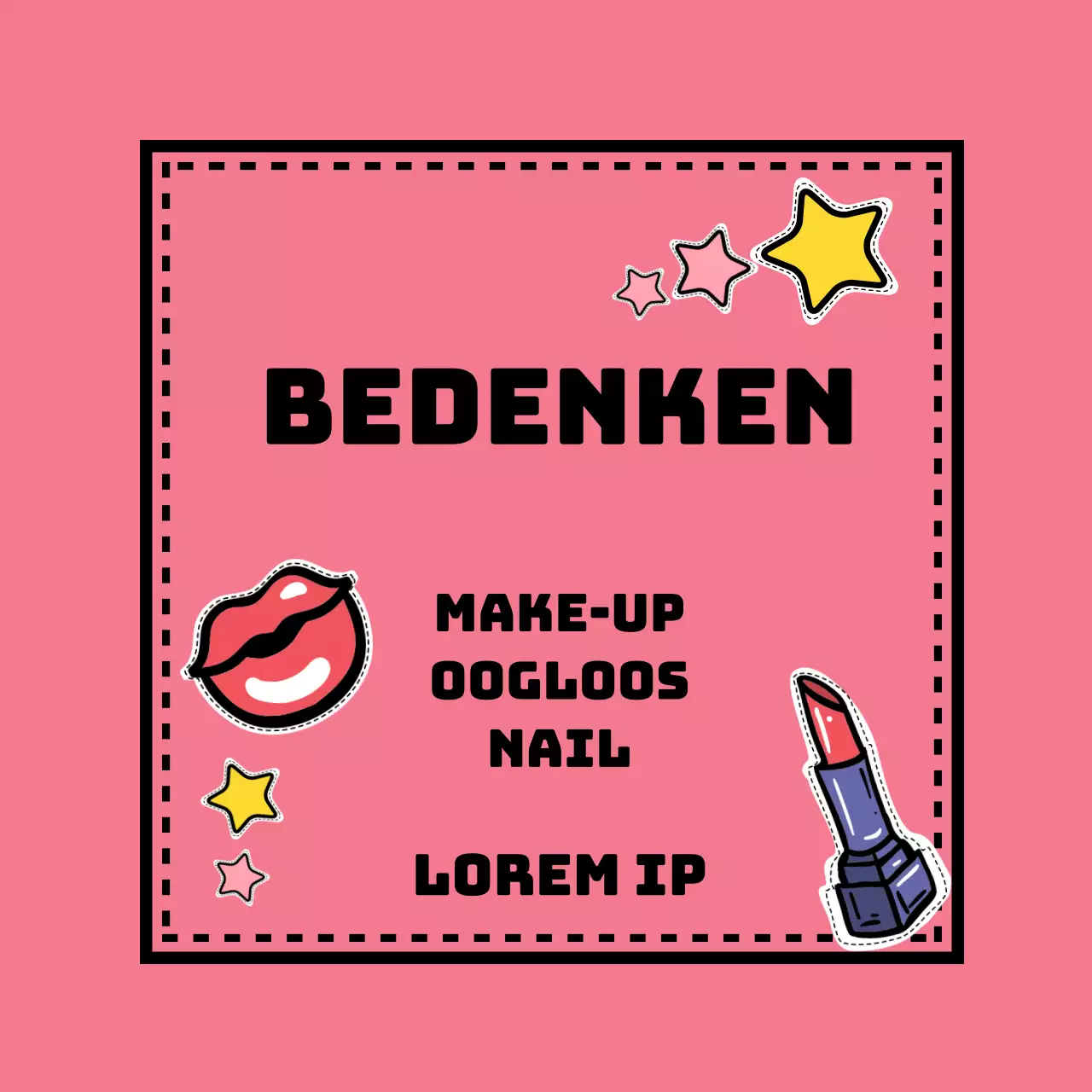 Promoot roze gele retro illustratie make-up