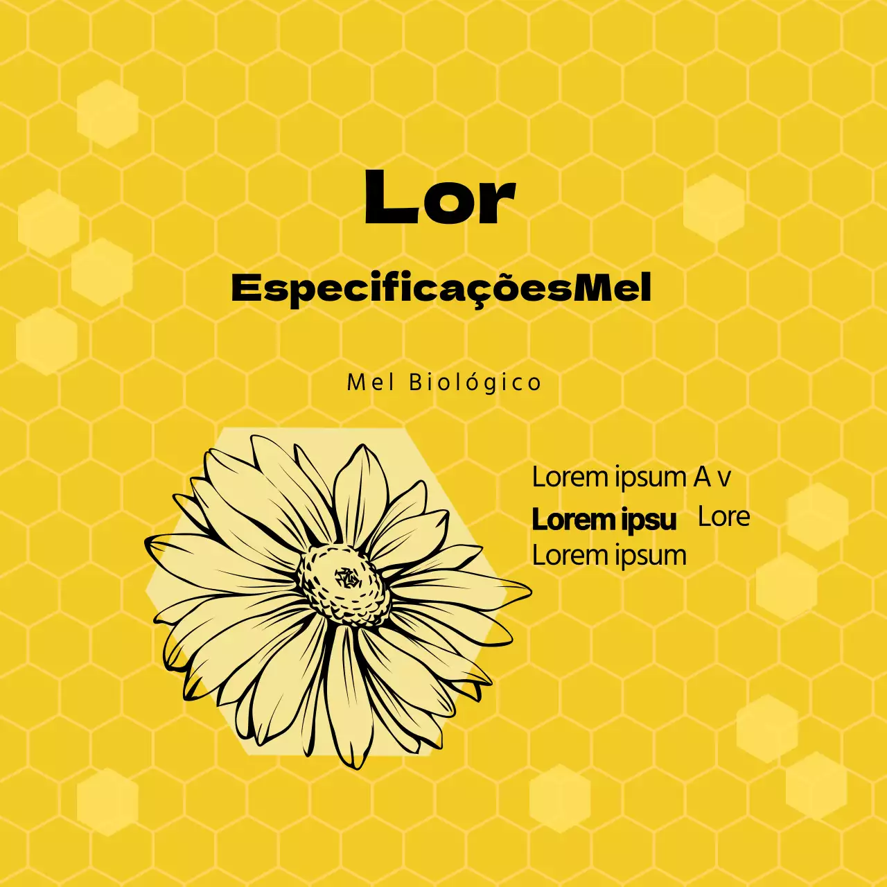 Rótulo de mel de apicultura com padrão de ilustração amarelo
