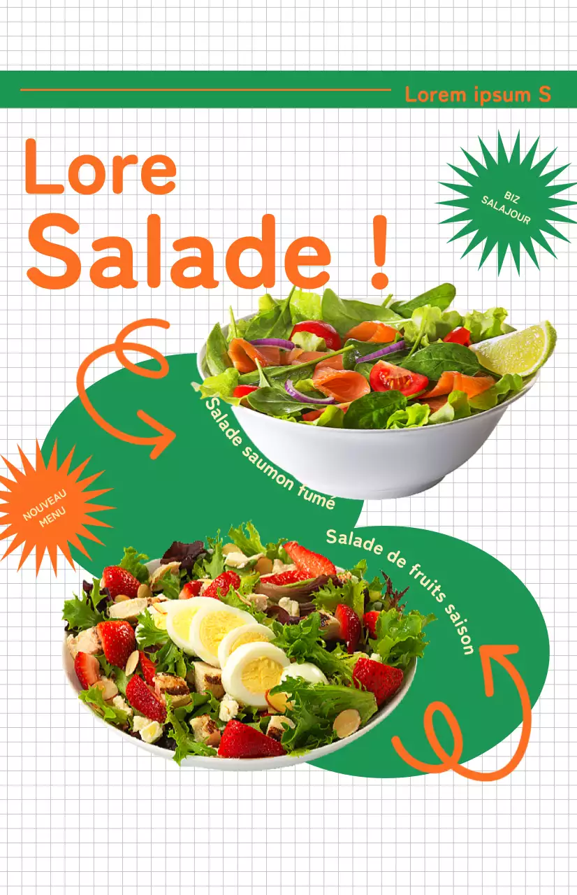 Promouvoir le menu d'un café à salades avec un drapeau