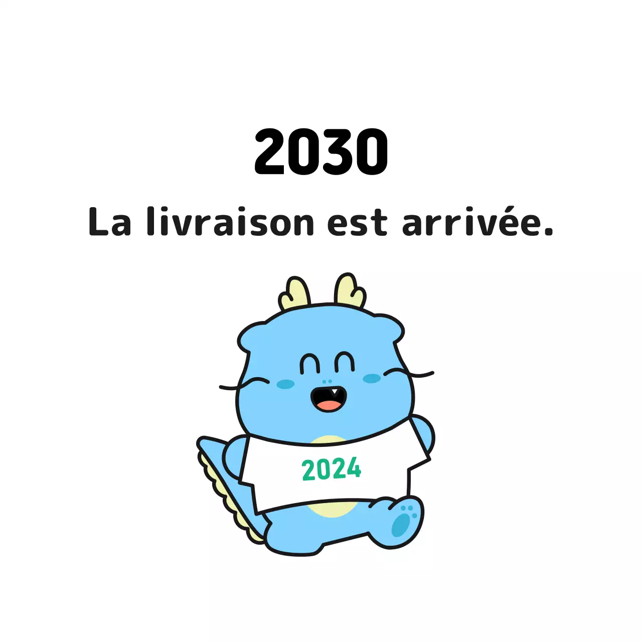 Mignonne étiquette de vœux pour le Nouvel An avec illustration blanche