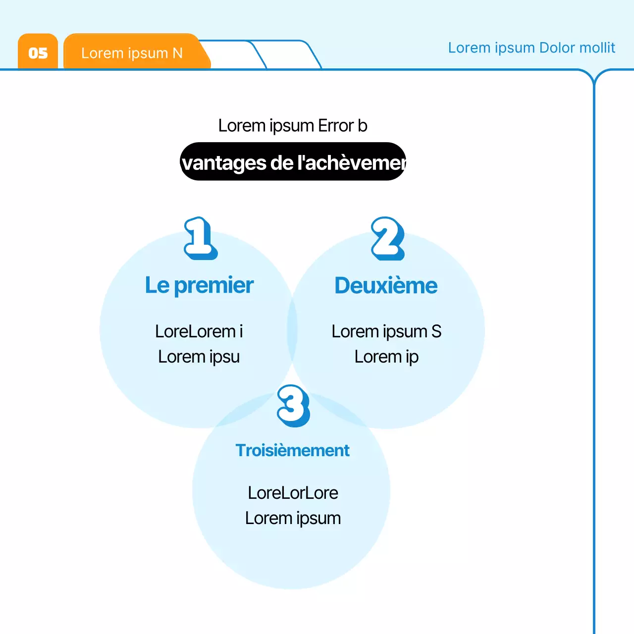 Un simple argumentaire de recrutement bleu et orange pour les stagiaires entrepreneurs