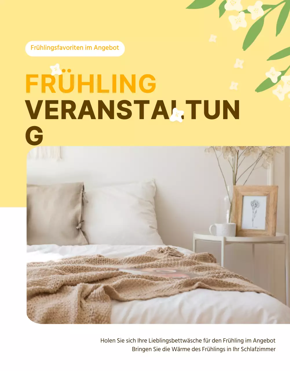 Gelbe Seite mit Details zur Veranstaltung im Frühling