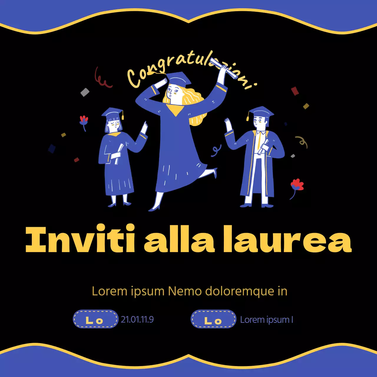 Tema d'invito blu e giallo