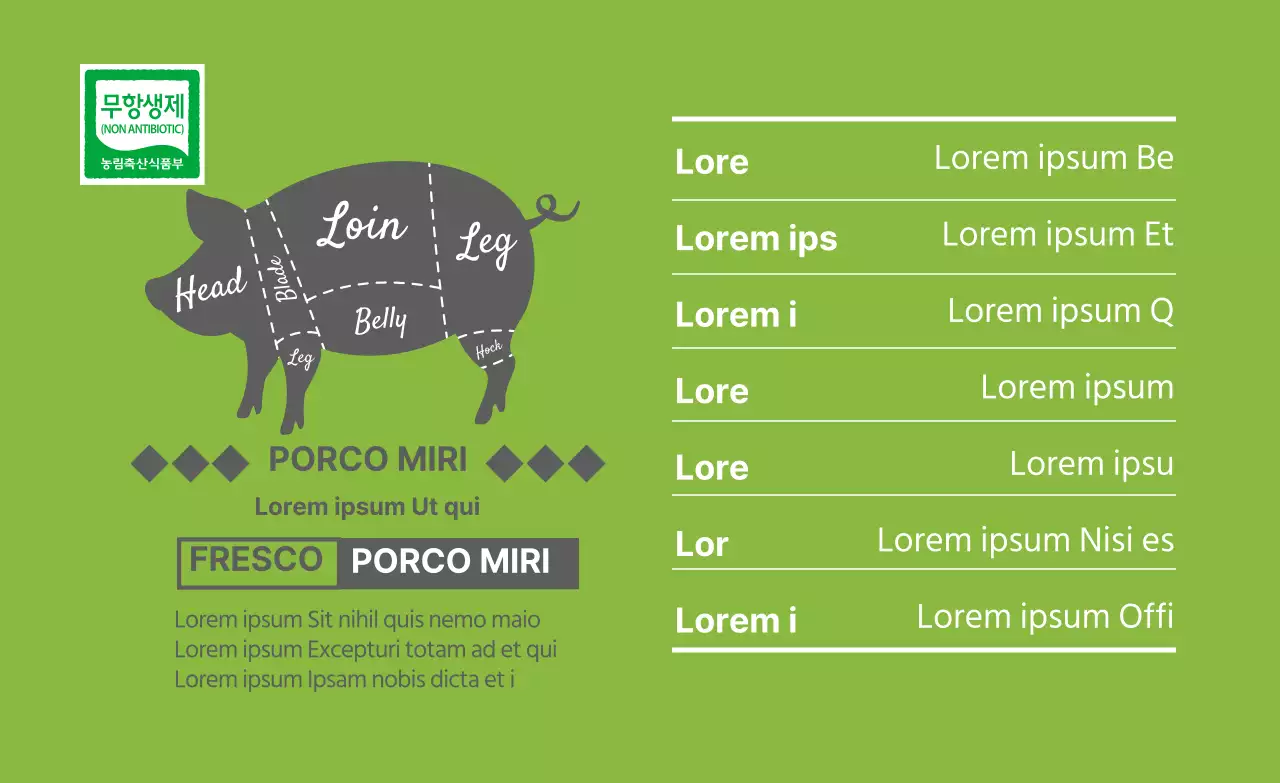 Rótulos de carne com ícone parcial verde