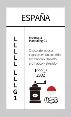 Etiqueta limpia de granos de café con ilustración en gris