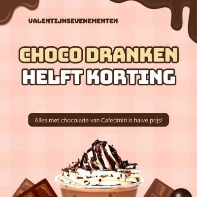 De gebeurtenis sociale media van het cafédrankje vierkant met roze achtergrond