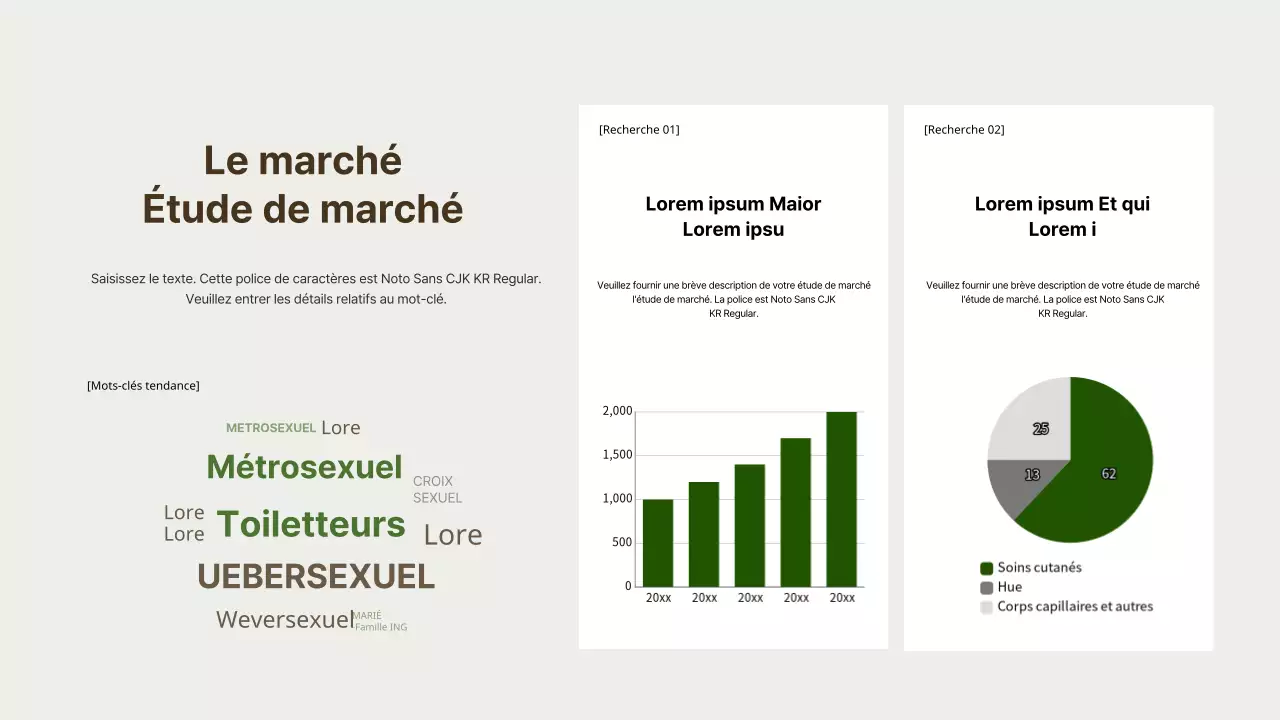 Proposition de produits cosmétiques pour hommes en brun et vert