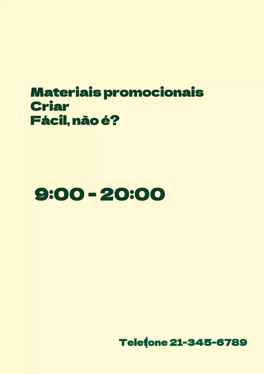 Uma peça promocional simples com texto amarelo e verde
