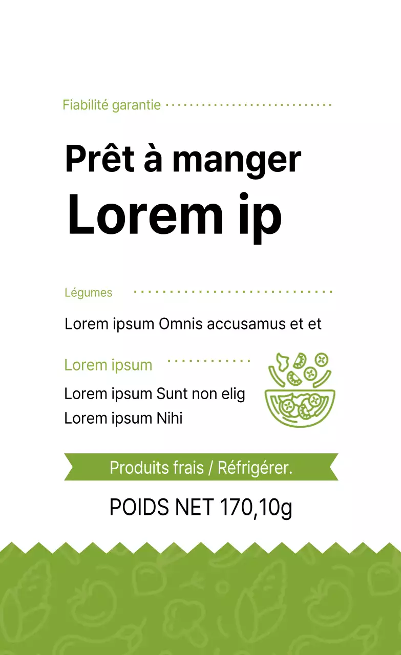 Étiquettes de salade du régime vert illustré