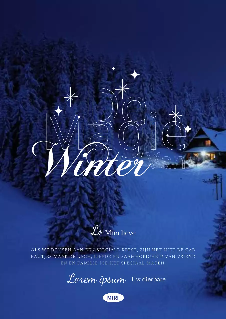 Witte en blauwe nachthemel winter kerst sentiment verticale poster