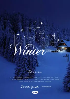 Witte en blauwe nachthemel winter kerst sentiment verticale poster
