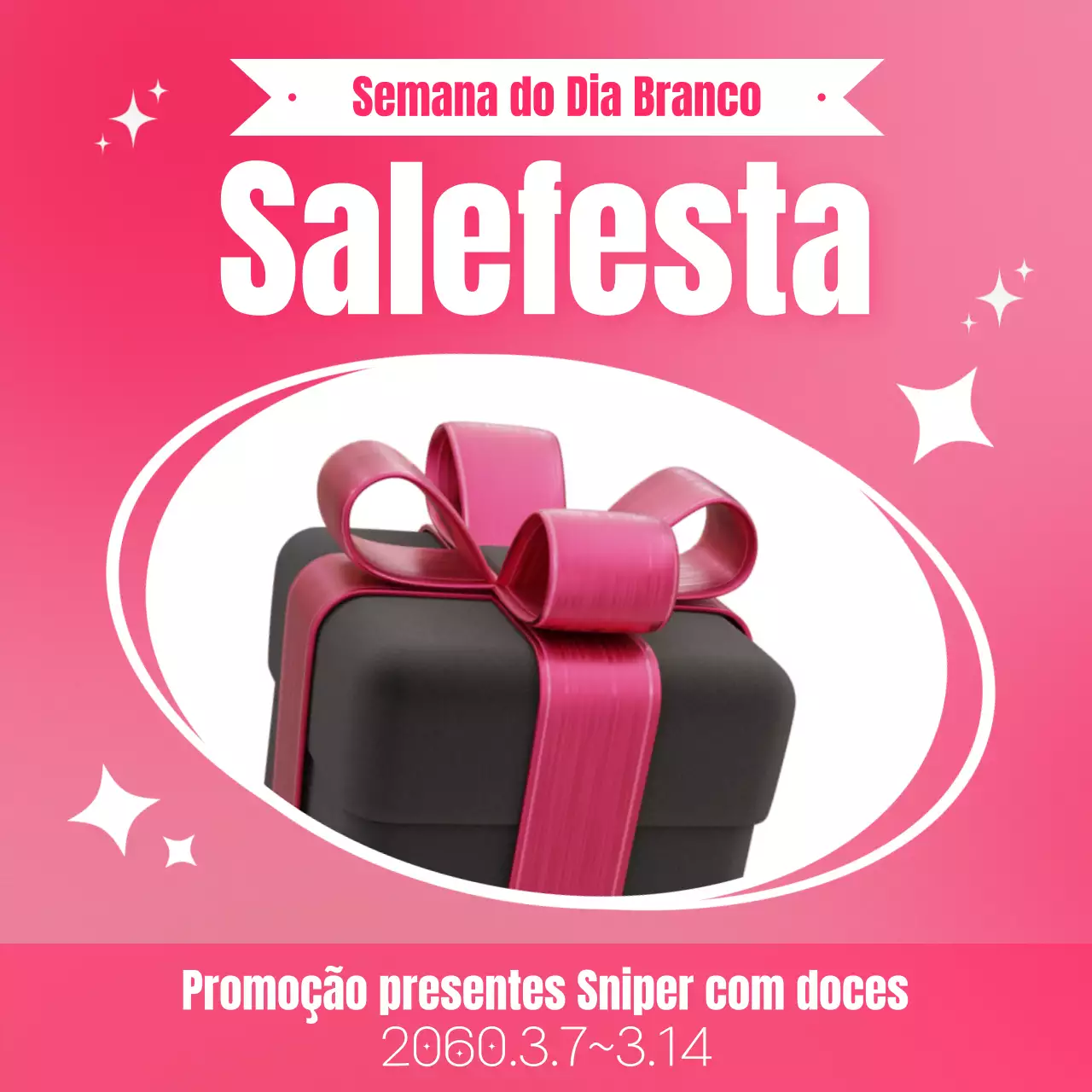 Promoção de prendas brilhantes do Dia Branco sobre um fundo cor-de-rosa