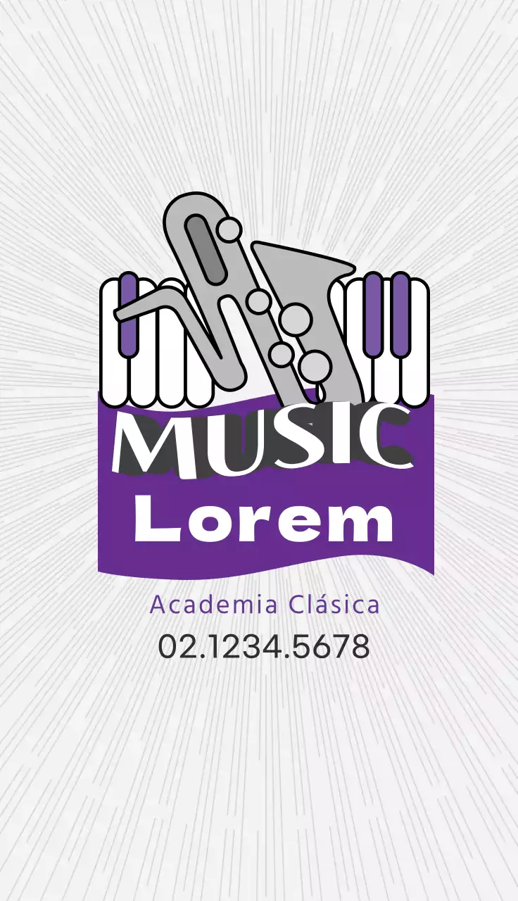 púrpura gris ilustración logotipo escuela de música