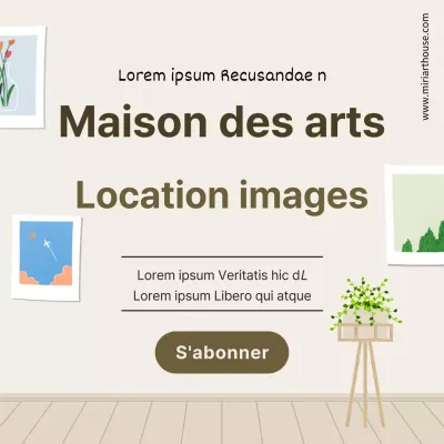 Service d'abonnement à la location d'images sur fond beige