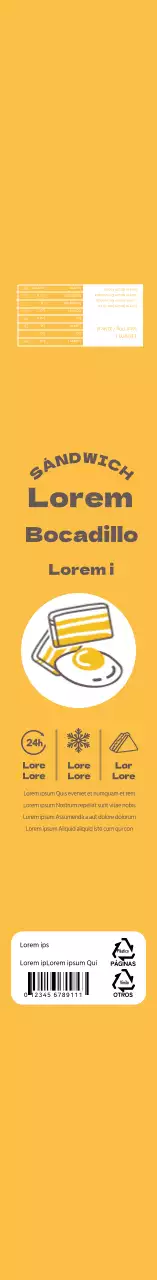 Icono amarillo simple fiambrera sandwich