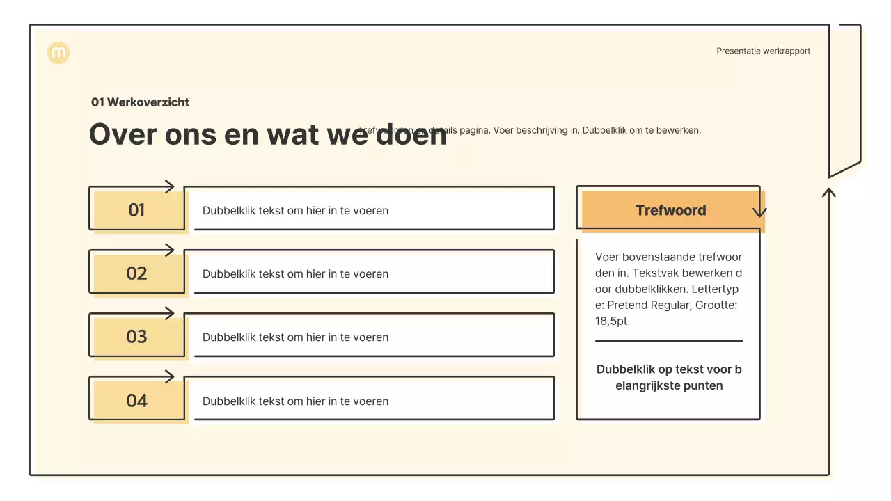Puntvormen met pijlen in lichtgeel Zakelijk presentatiepakket