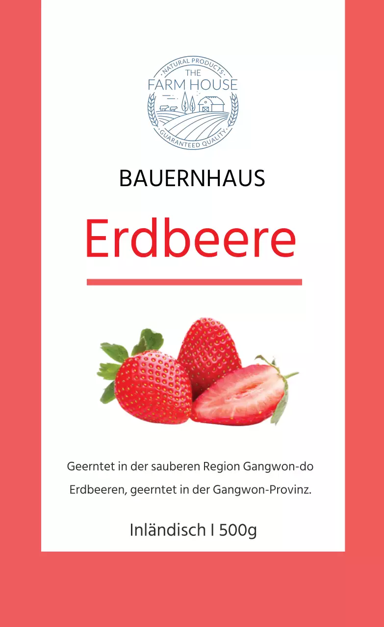 Etikett für Erdbeerprodukte