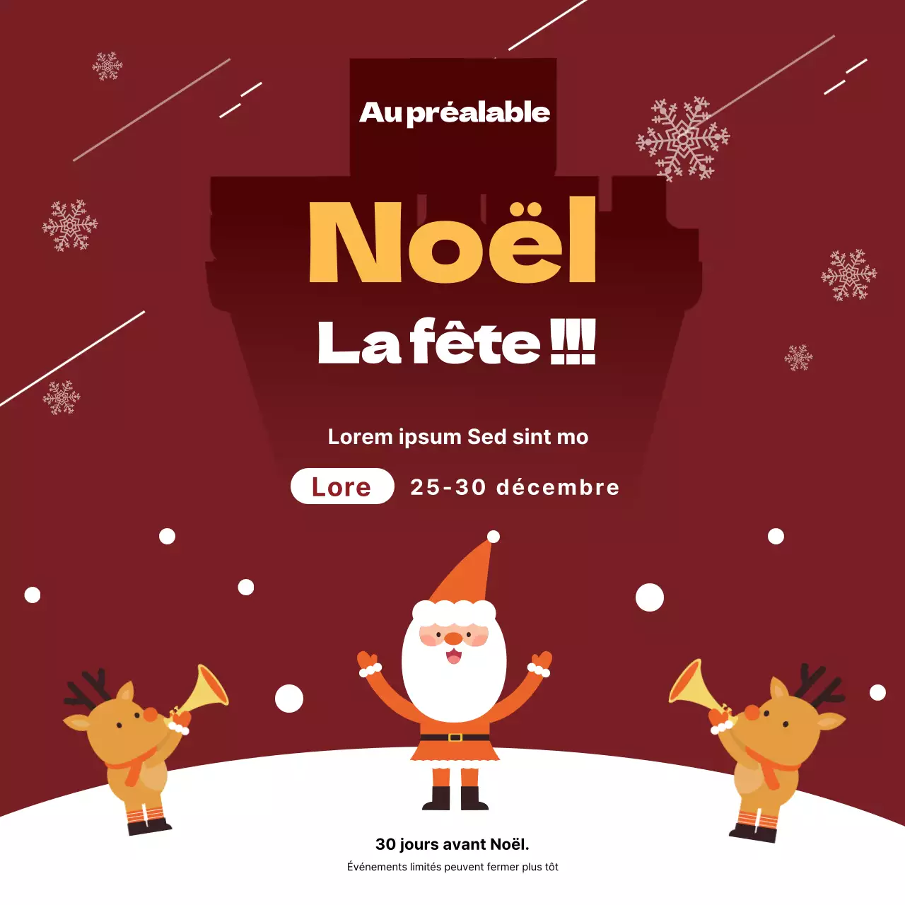 Illustration rouge Événement de Noël mignon