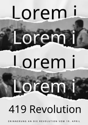 Die 4.19 Revolution mit ihrem Schwerpunkt auf schwarz-weißer Grauton-Typografie