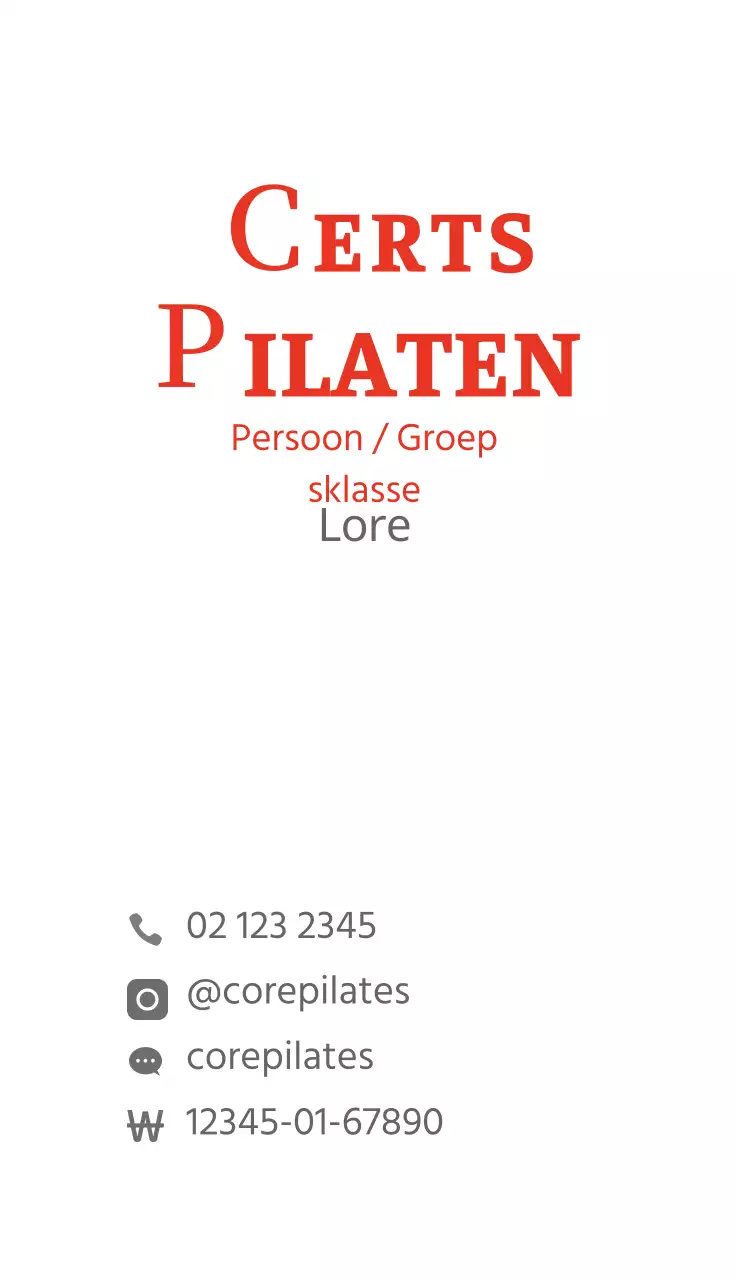 Rood geïllustreerd Pilates visitekaartje