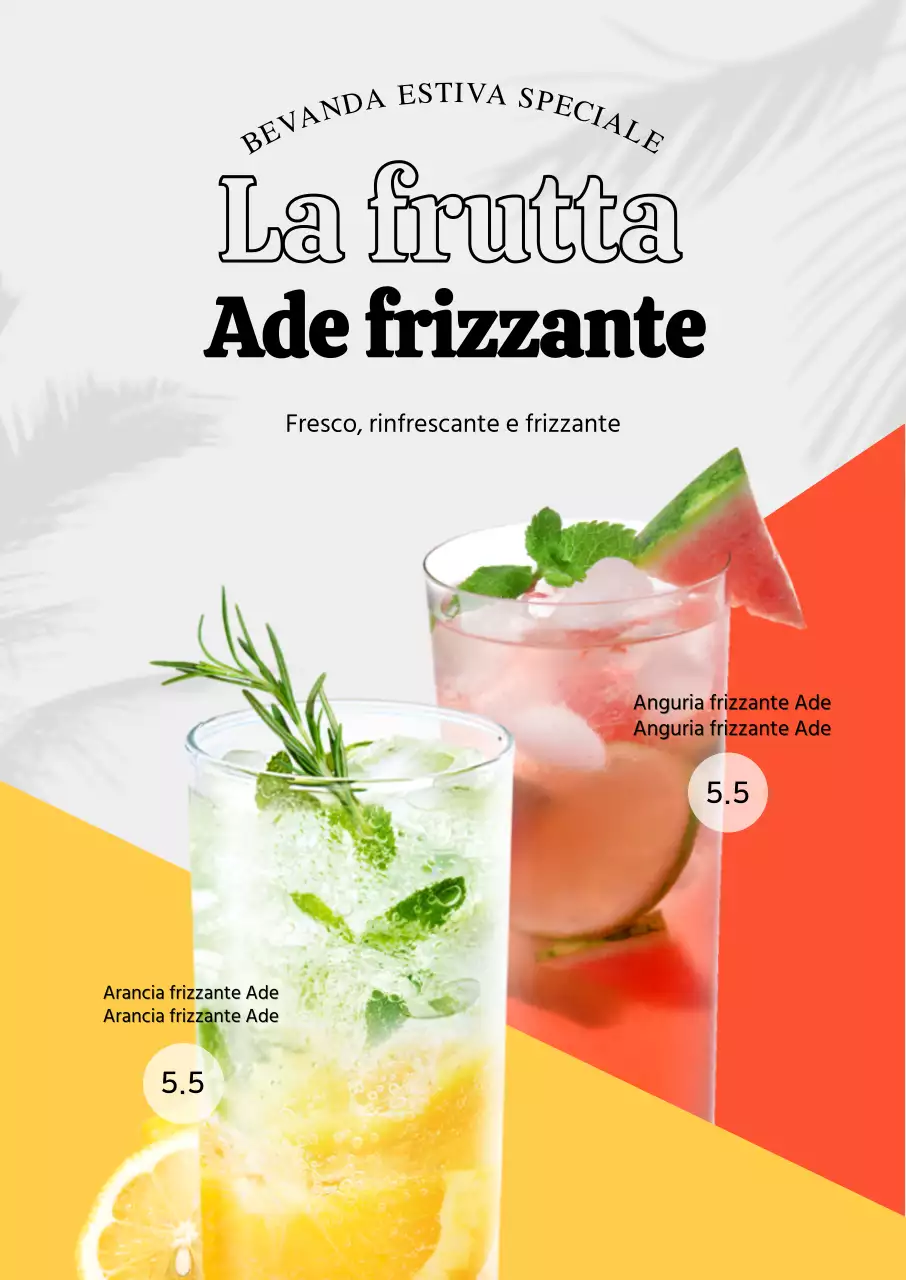 Poster del nuovo menu del Cafe Summer Aid con sfondo grigio