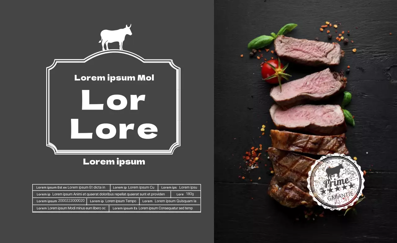 icône grise photo surlignée nourriture steak détail étiquette